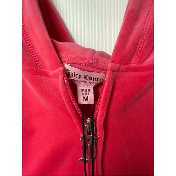 Juicy Couture Medium Pink Valor Short Sleeve Zip Up NEW Sparkle Sellout - Picture 3 of 5